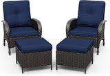 Joyside Wicker Patio Chairs, 4 Piece Rattan Outdoor Furniture with Thickened Cushions, High Back, Deep Seating - Photo 8