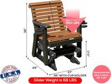 Amish Craftsmanship Made in USA 2FT Heavy Duty Poly Lumber Wood Porch Patio Glider HDPE with No wood fibers Lancaster - Photo 2