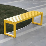 Outdoor Metal Backless Bench, Colorful Garden Bench Slatted Seat, All-Weather Outdoor Park Benches for Backyard, Porch - Photo 1