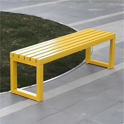 Outdoor Metal Backless Bench,Colorful Garden Bench Slatted Seat,All-Weather Outdoor Park Benches for Backyard, Porch, Or Lawn(180cm/70.8inch, Yellow)