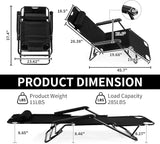 Outvita Folding Chaise Lounge Chair, Outdoor Adjustable Recliner Chair with Pillow for Camping, Beach, Poolside, Garden - Photo 3
