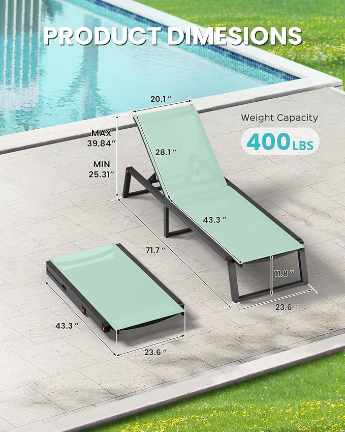 Aluminum Chaise Lounge Chair Outdoor - Photo 2