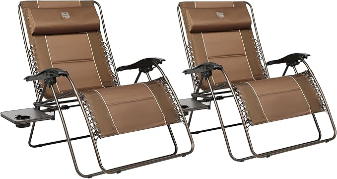 TIMBER RIDGE Oversized Zero Gravity Chair, 33In Wide XXL Zero Gravity Reclining Chair with Side Table - Photo 1