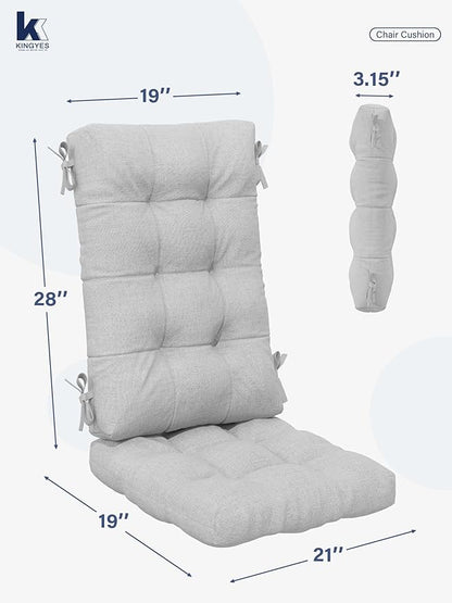KINGYES Oversized Outdoor Rocking Chair with Cushion, All-Weather Patio Rocking Chairs, HDPE Porch Rocker for Adults, 350 lbs Capacity, Blue Chair with Grey Cushion