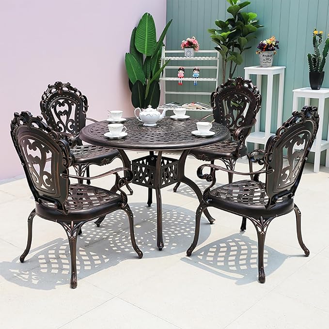 Outdoor Dining Chair Cast Aluminum Patio Chairs Set of 2 All-Weather Patio Dining Chair with Adjustable Feet for - Photo 2