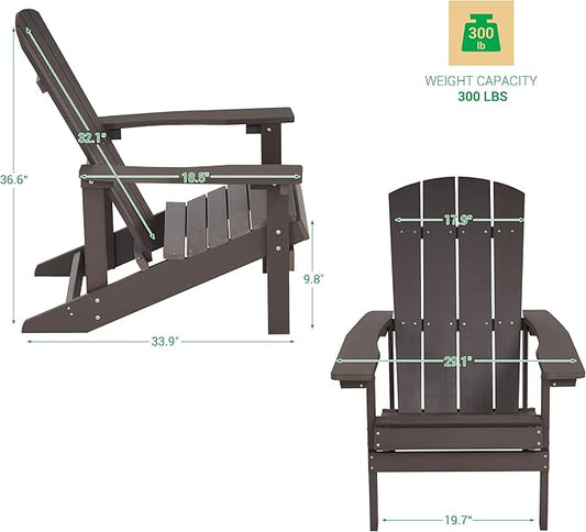 Adirondack Chairs, Plastic Adirondack Chair, All-Weather Resistant Adirondack Chairs, Widely Used in Outdoor, Fire Pit, Deck, Outside, Garden