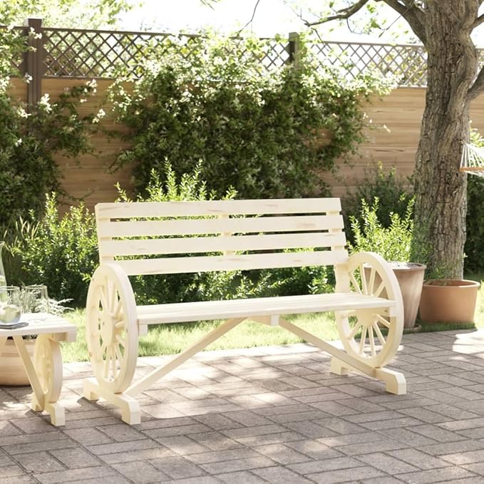 2-Seater Garden Bench Natural Wood Solid Fir Wood Outdoor Sofa for Garden