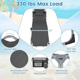 Goplus Tanning Chair with Face Arm Holes, Portable Sunbathing Chair w/4-Level Backrest, Head Pillow - Photo 7