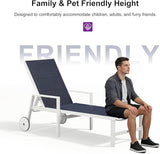 PURPLE LEAF Outdoor Chaise Lounge Adjustable Sunbathing Recliner with Armrest Navy Blue 2 Sets - Photo 8
