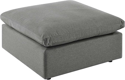 Modway Commix Outdoor Patio Overstuffed Sectional Sofa Ottoman in Charcoal
