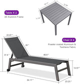 PURPLE LEAF 6-Piece Patio Chaise Lounge Outdoor Pool Lounge Chairs with Adjustable Backrest and Side Tables Aluminum - Photo 2