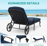 HOMEFUN Chaise Lounge Chair Outdoor - Poolside Chairs Set of 2 with Cushion Cast Aluminum Waterproof Lounger with - Photo 5