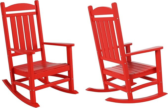 WO WESTIN OUTDOOR HDPE Laguna Classic Porch Rocking Chair (Set of 2), Red