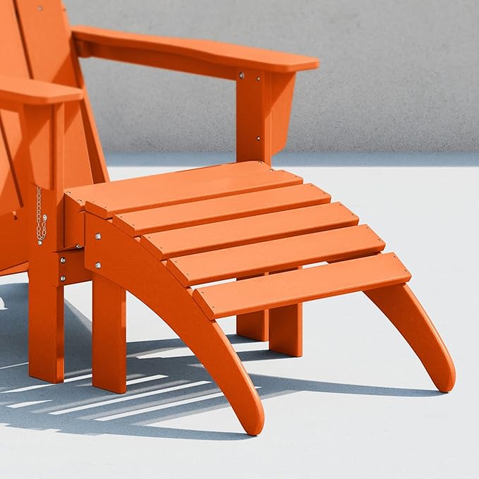 Costaelm Adirondack Chair Footrest Foldable Ottoman, Folding Ottoman Outdoor Foot Rest for Patio Waterproof, Adirondack Ottoman Outdoor, Orange