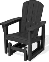 SERWALL Outdoor Glider Chair, HDPE Patio Glider Rocker All-Weather Porch Glider for Outside, Black - Photo 1