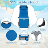 COSTWAY Tanning Chair with Face Hole, Folding Sun Bathing Lounge Chair with Armrest, Side Pocket & Protective Flap - Photo 6