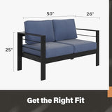 Solaste Aluminum Loveseat Patio Furniture, Weather-Resistant, Blue - Photo 5