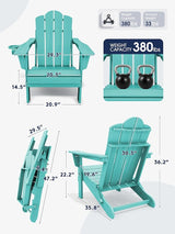 KINGYES Adjustable Folding Adirondack Chair Set of 2, 3-Position Reclining Adirondack Chairs with Cup Holder - Photo 3