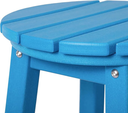 Costaelm 29" Height Outdoor Bar Stools, All-Weather Bar Stools, Adirondack Poly Patio Round Bar Stool for Patio, Deck, Kitchen Counter and Garden, Pacific Blue