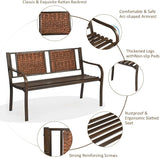 S AFSTAR Outdoor Garden Bench, Brown, Iron, Metal, Polyethylene, Rattan, 50.5 in Width, 2 Adults - Photo 5