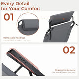 TLSUNNY Folding Patio Chairs Set of 4, Outdoor Lawn Chair w/ 5 Level Adjustable Teslin Back, Removable Headrest - Photo 7