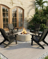Folding Adirondack Chair with Retractable Ottoman Weather Resistant Fire Pit Chair Patio Chair with 2 Cup Holder Lawn - Photo 2