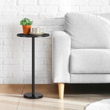 Black Drink Table Small Round Pedestal Side Table with Marble Base Modern Cocktail Table for Patio Sofa Couch Chair - Photo 2