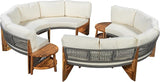 Quarte Outdoor Acacia Wood Round Sofa Set, Half-Moon Sectional Sets with Coffee Table, 6-Person Seating Group for Garden - Photo 8