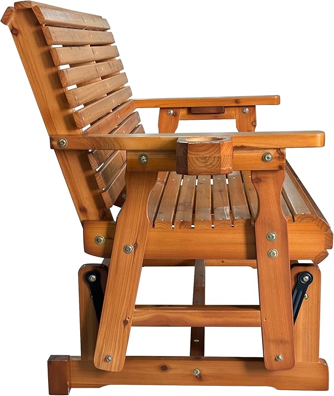 Fortune Candy Patio Glider with Cup Holders, High Roll Back and Deep Contoured Seat, Heavy Duty 800 Lb (Brown, 2-Seater) - Photo 9