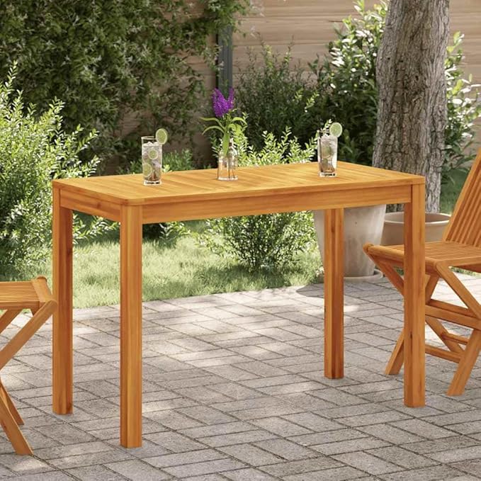 vidaXL - Solid Wood Acacia Outdoor Patio Dining Table 43.3"x21.7"x29.5" - Modern Rectangular Table for Garden Terrace - Photo 2