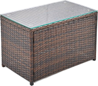 Quarte 6-Piece Patio Outdoor Conversation Round Sofa Set, All Weather PE Wicker Rattan Separate Seating Group with Coffee Table, Sectional Sofa Set for Garden Balcony (Brown/Round6)