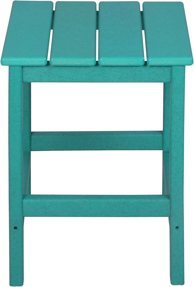 WO Home Furniture 3pc Set - HDPE Poly Adirondack Chair with Ottoman/Footrest and Square Side Table, All Weather and UV Resistant for Outdoor Patio Backyard, Garden, Turquoise