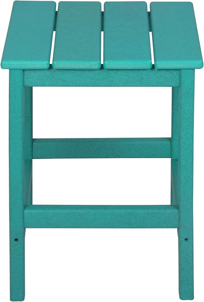 WO Home Furniture 3pc Set - HDPE Poly Adirondack Chair with Ottoman/Footrest and Square Side Table, All Weather and UV Resistant for Outdoor Patio Backyard, Garden, Turquoise