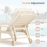LUE BONA Outdoor Chaise Lounge Chairs Set of 2, HDPS Chaise Lounger, 5 Positions Adjustable Lounge Chairs - Photo 6
