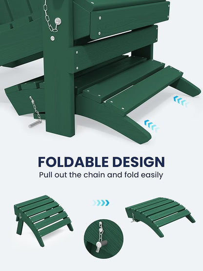 KINGYES Folding Adirondack Ottomans Set of 4 for Adirondack Chair, Green