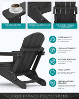 SERWALL Folding Adirondack Chairs Patio Chairs Lawn Chair Set of 8 Outdoor Adirondack Chair Weather Resistant for Patio - Photo 5