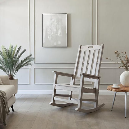 Psilvam Oversized Outdoor Rocking Chair, with 21" Wide Seat and 32" Tall Backrest, Pre-Assembled with Most Components for Effortless Installation (Gray)