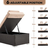 Outdoor Chaise Lounge with Adjustable Backrest Set of 4, 6-Position Reclining Lounger Pool Chair - Photo 3