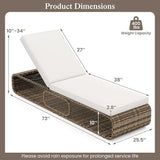 Tangkula Outdoor Chaise Lounge Chair, 7-Position PE Wicker Patio Reclining Sun Lounger with Adjustable Backrest - Photo 3