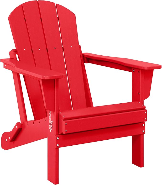 WO WESTIN OUTDOOR HDPE Laguna Outdoor Folding Poly Adirondack Chair, Red