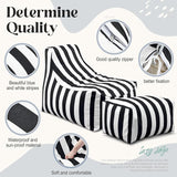 Outdoor Bean Bag Chair with Ottoman, Large Patio Lounge Chair for Adults, Thick Filled Lounger for Pool, Deck - Photo 4