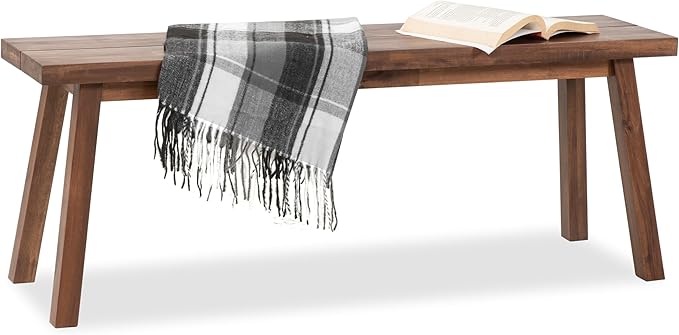 Solid Wood Bench - Minimalist Design, Acacia Wood Construction, Brown Color, Versatile for Entryway, Living Room, Bedroom & Outdoors, Easy Assembly & Weather-Resistant