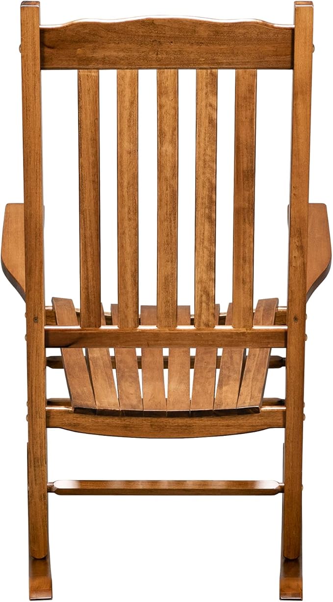 Outdoor Porch Rocker Chairs,Weather Resistant Wood Rocking Chair for Adults,Modern Rocking Accent Chairs,Indoor Outside Furniture Rocker,with Armrest,for Garden Lawn Backyard Poolside Deck (Natural)