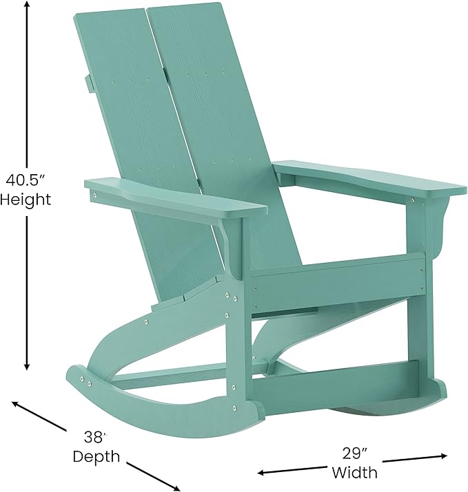 Taylor & Logan Ebbe Modern All-Weather 2-Slat Poly Resin Adirondack Chair in Sea Foam - Set of2
