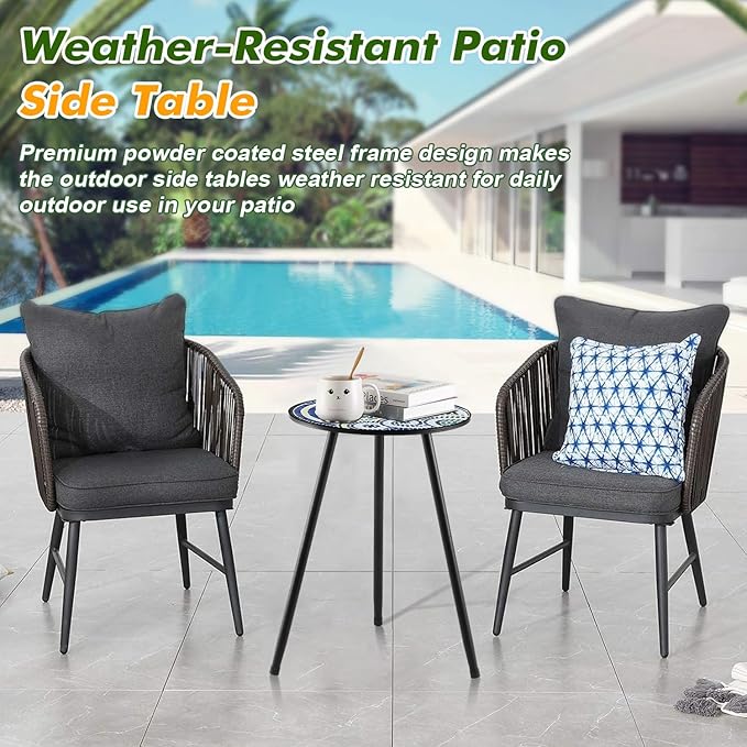 1 Pack Metal Outdoor Side Table Small Outside Round End Table for Patio Modern Accent Garden Corner Table for Small - Photo 5