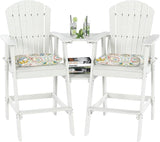 Sundale Outdoor Tall Adirondack Chairs Set of 2 with Table, Patio HDPE Bar Set, 3 PCS Counter Height Dining Bistro Set - Photo 1
