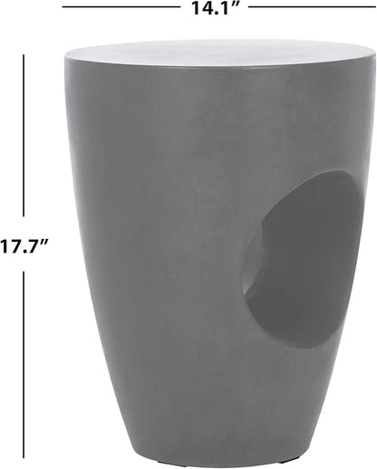 Safavieh Outdoor Collection Aishi Modern Concrete Dark Grey Round 17.7-inch Accent Table
