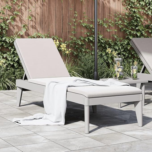 Foldable Sun Lounger Outdoor Chaise 73x24x11in Polypropylene Poolside Recliner Grey Lightweight Beach Lounge Chair for Garden Patio Deck