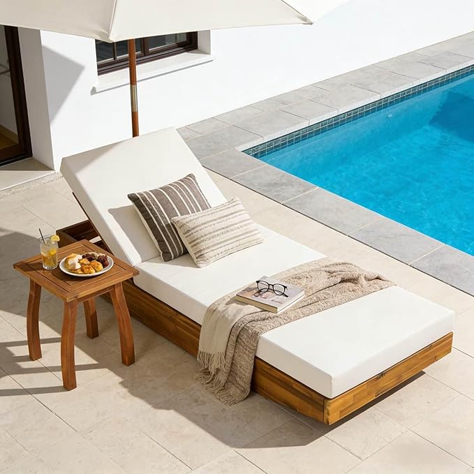 Christopher Knight Home Maril Acacia Wood Chaise Lounge Chair Outdoor, Adjustable Backrest Sun Lounger Recliner - Photo 7
