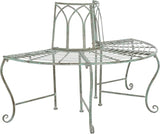 SAFAVIEH Outdoor Furniture Collection – Abia Antique Dark Green Distressed Wrought Iron 50-Inch Curved Tree Bench - Photo 9